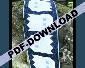 Ghosties Tischläufer Quilt Anleitung: 16"x57" PDF (Digitaler Download)