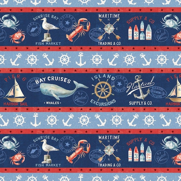 At The Helm Nautical Border Stripe by Wilmington Prints 89254-431