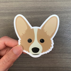 Corgi Vinyl Sticker, tan and white dog