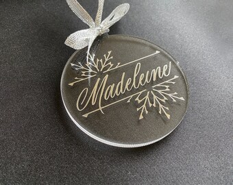 Personalized Christmas ornament, custom calligraphy, xmas gift