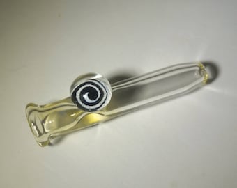 Handmade Glass Black and White Swirl One Hitter