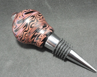 Handgemachter Weinflaschenstopper aus Glas - Exotisch Rot mit Opal - Edelstahl