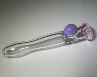 Handmade Glass One Hitter - Pink Slyme Bead with Gold Fume