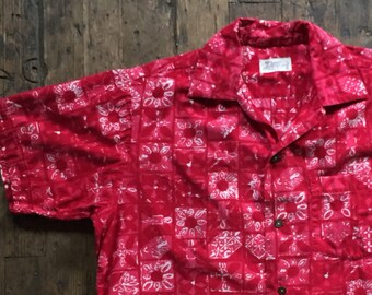 1950s vintage Alfred Shaheen Surf'n Sand Hawaiian Selvedge shirt.