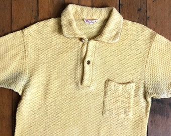 vintage 1950s yellow knit pullover shirt