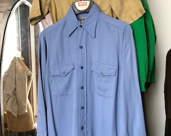 vintage 1940s 101 western shirt rayon long sleeve shirt