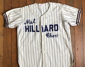 MARKED DOWN vintage 1950s Mel Hilliard Chev Baseball uniform shirt