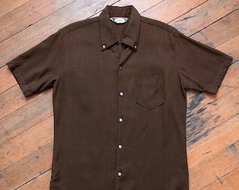 vintage 1950s DaVinci brown short sleeve shirt