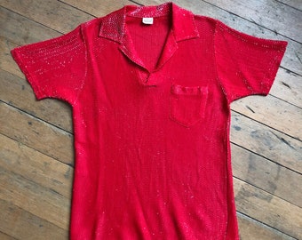 vintage 1950s red lurex shirt XS