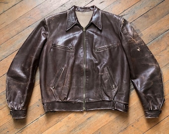 Vintage 1960s Era Leather Flying Jacket, Soft, Lined, Talon