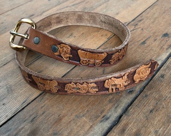 vintage 1970s Disney tooled leather KIDS belt