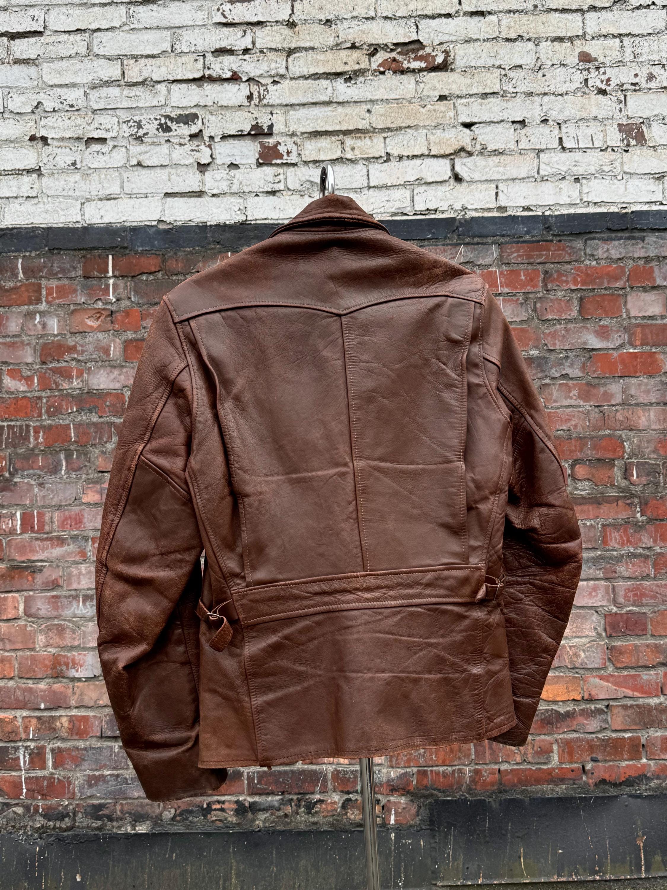 Vintage 1940s Belted Back Leather Jacket - Etsy