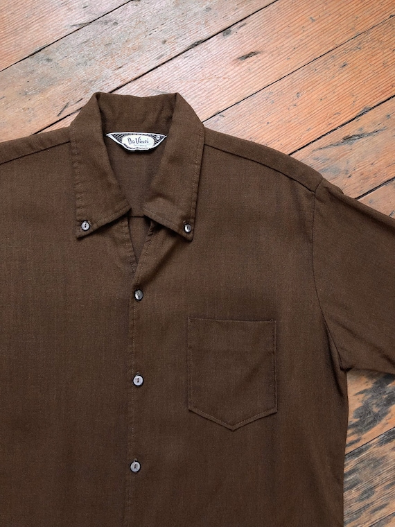 vintage 1950s DaVinci brown short sleeve shirt - image 2