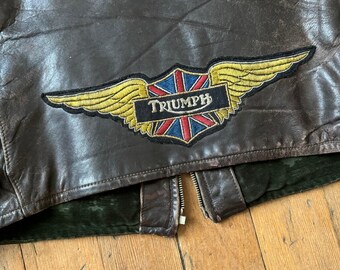 1940s〜1950s レザージャケット Vintage 1940s Leather Jacket With Triumph Patch - Etsy