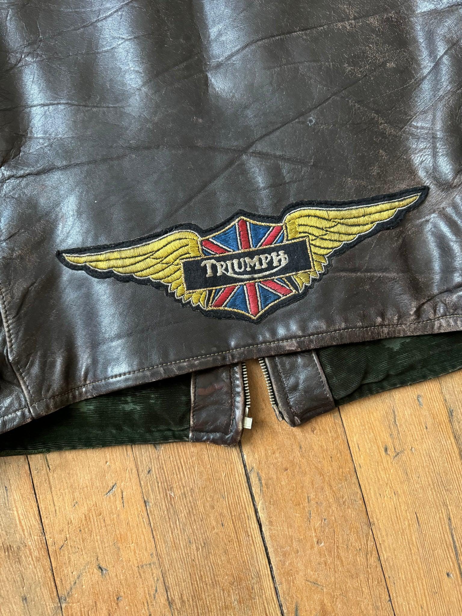 Vintage 1940s Leather Jacket With Triumph Patch - Etsy
