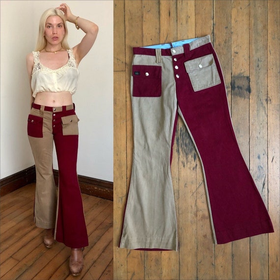 Buy Vintage 1970s Two Tone Flared Bell Bottom Pants Online in India 