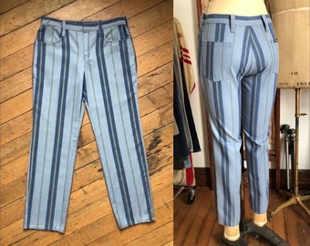 pantalon rayé bleu vintage des années 60