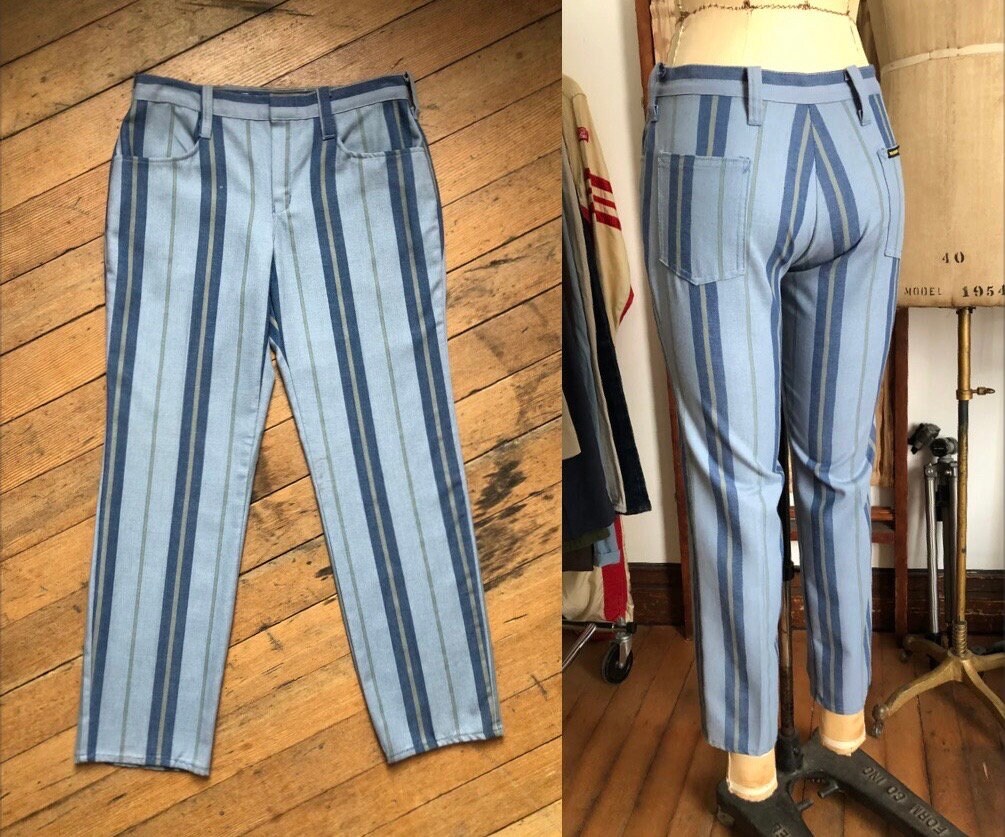 SALE // Vintage 1960s Blue Striped Pants - Etsy