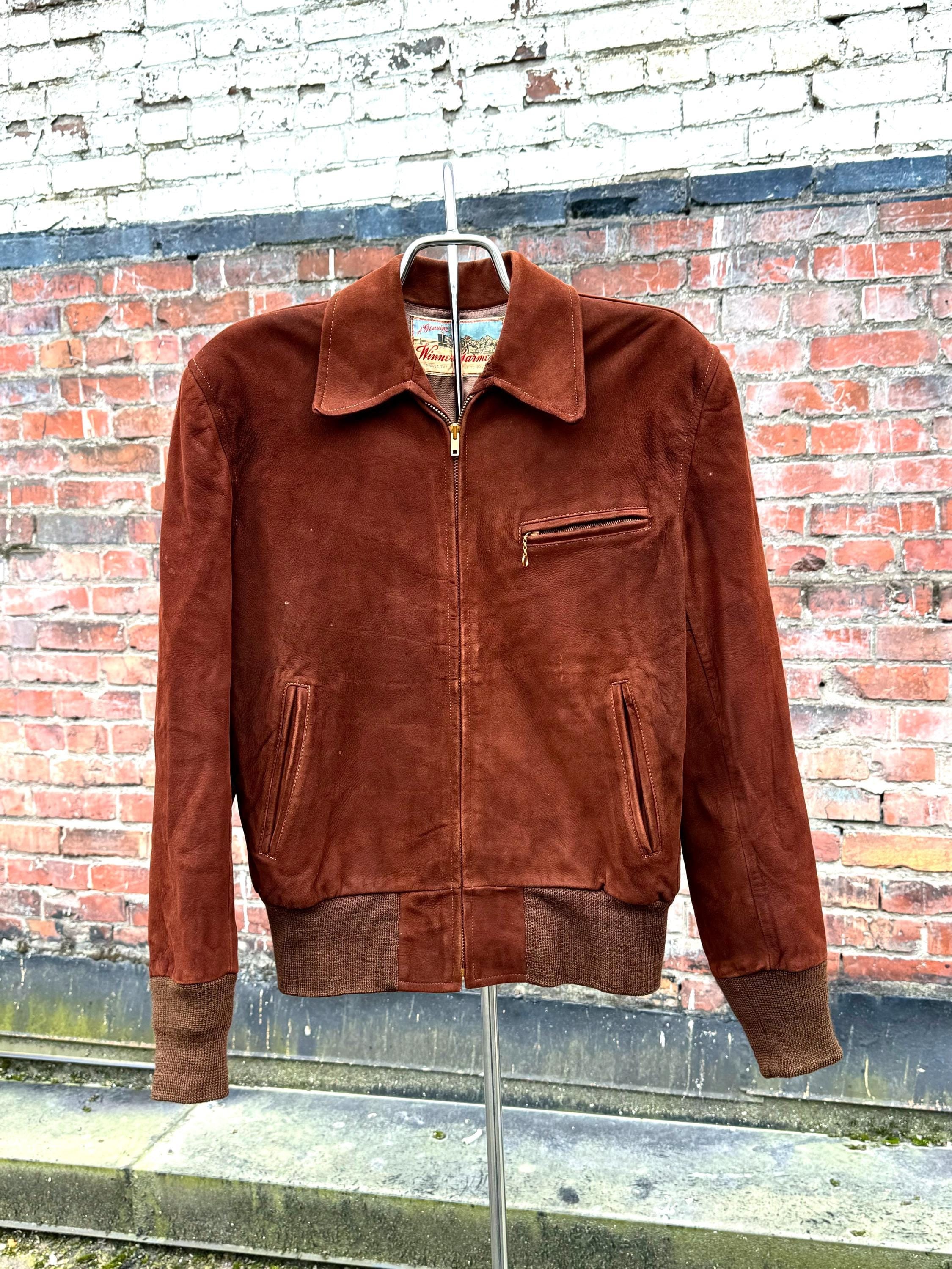 ジャケット・アウター 40s Vintage Suede Leather Sports JKT Vintage 1940s Suede Leather Cropped Jacket - Etsy