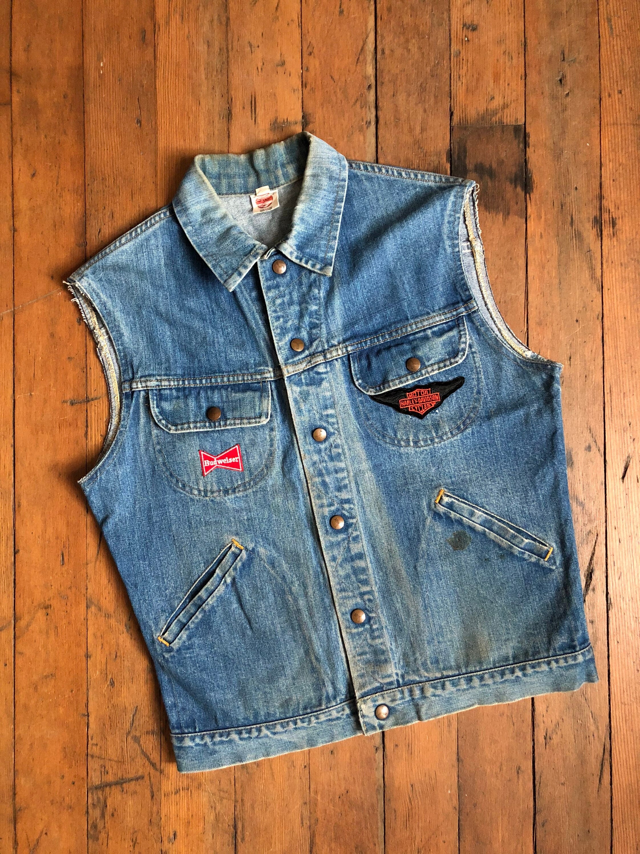 denim harley vest