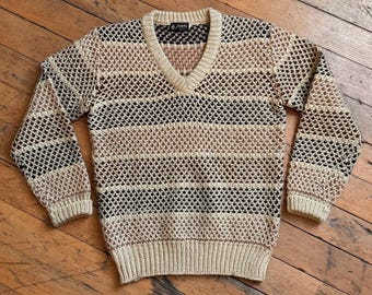 pull en maille multicolore vintage des années 50
