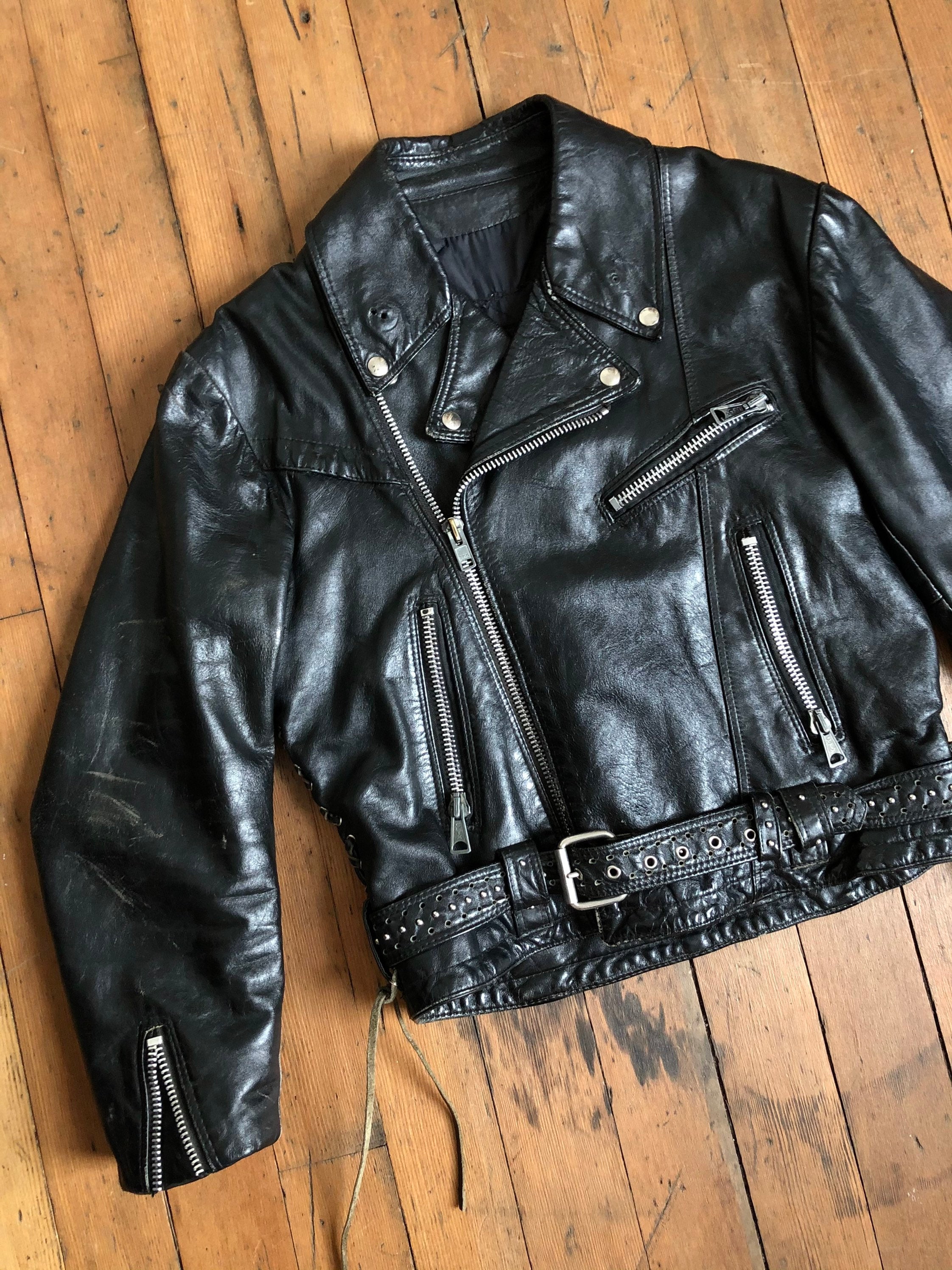 Vintage 1970s Leather Biker Jacket - Etsy