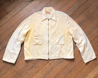 chaqueta de felpa amarilla vintage de los años 40 y 50