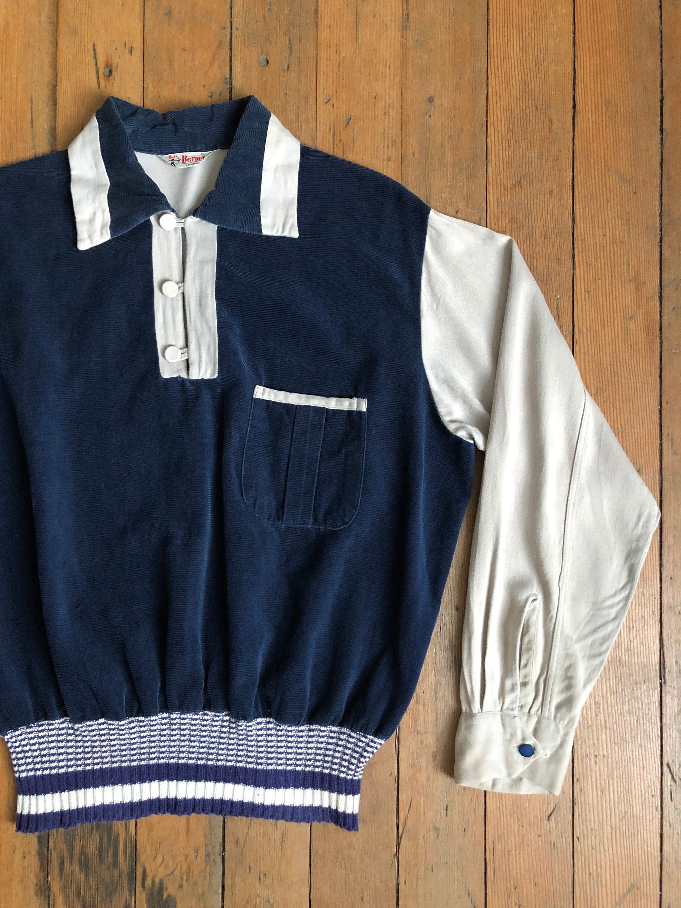 Vintage 1940s Two Tone Gaucho Shirt Pullover - Etsy