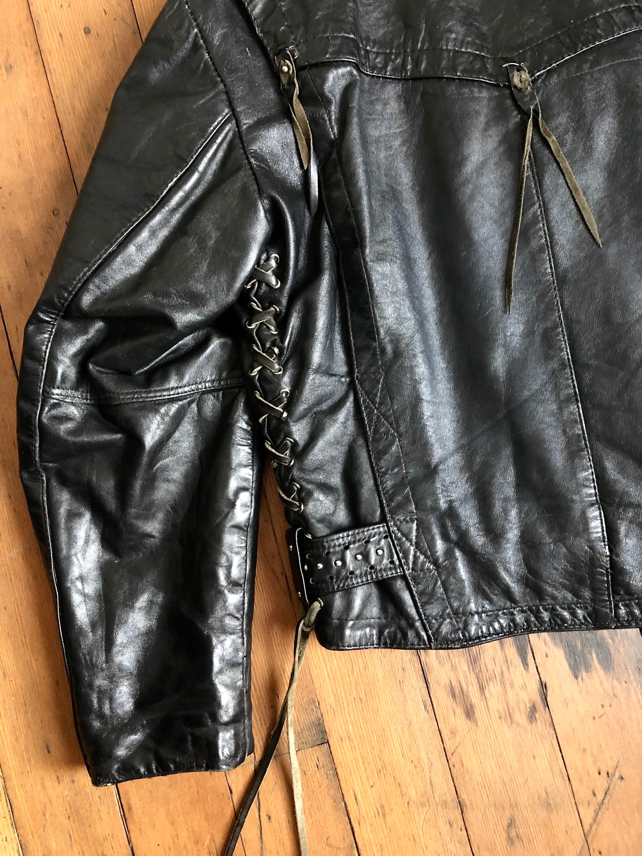SALE // Vintage 1970s Leather Biker Jacket - Etsy