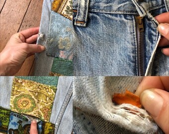 Vintage 1970s Patchwork LEVIS Denim Jeans - Etsy