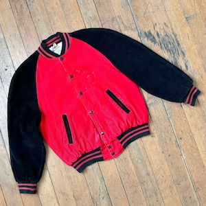 vintage 1950s color block corduroy varsity jacket