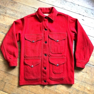 Vintage 1950s Filson Cruiser Mackinaw-Jacke aus roter Wolle