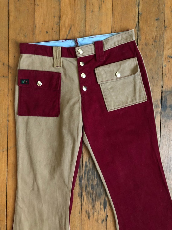 SALE vintage 1970s two tone flared bell bottom pa… - image 7