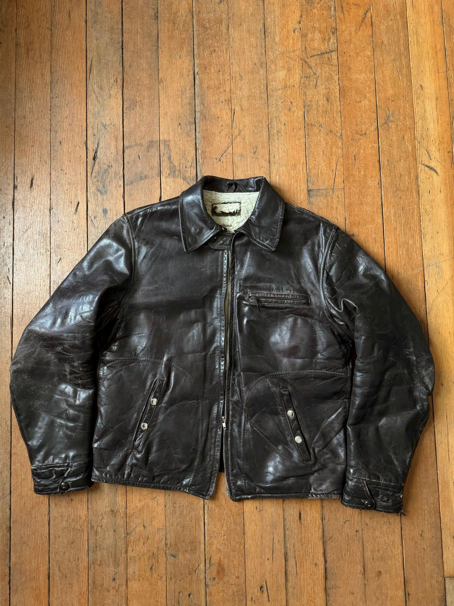 1940s〜1950s レザージャケット Vintage 1940s Leather Jacket With Triumph Patch - Etsy