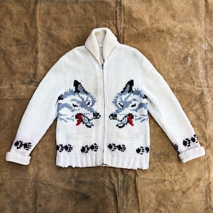 希少 Vintage Cowichan Sweater Black Wolf 希少 Vintage Cowichan Sweater Black Wolf