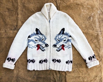 RARE 1950s Wolf Cowichan sweater