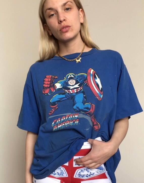 Vintage 80s Captain America T-shirt | Etsy