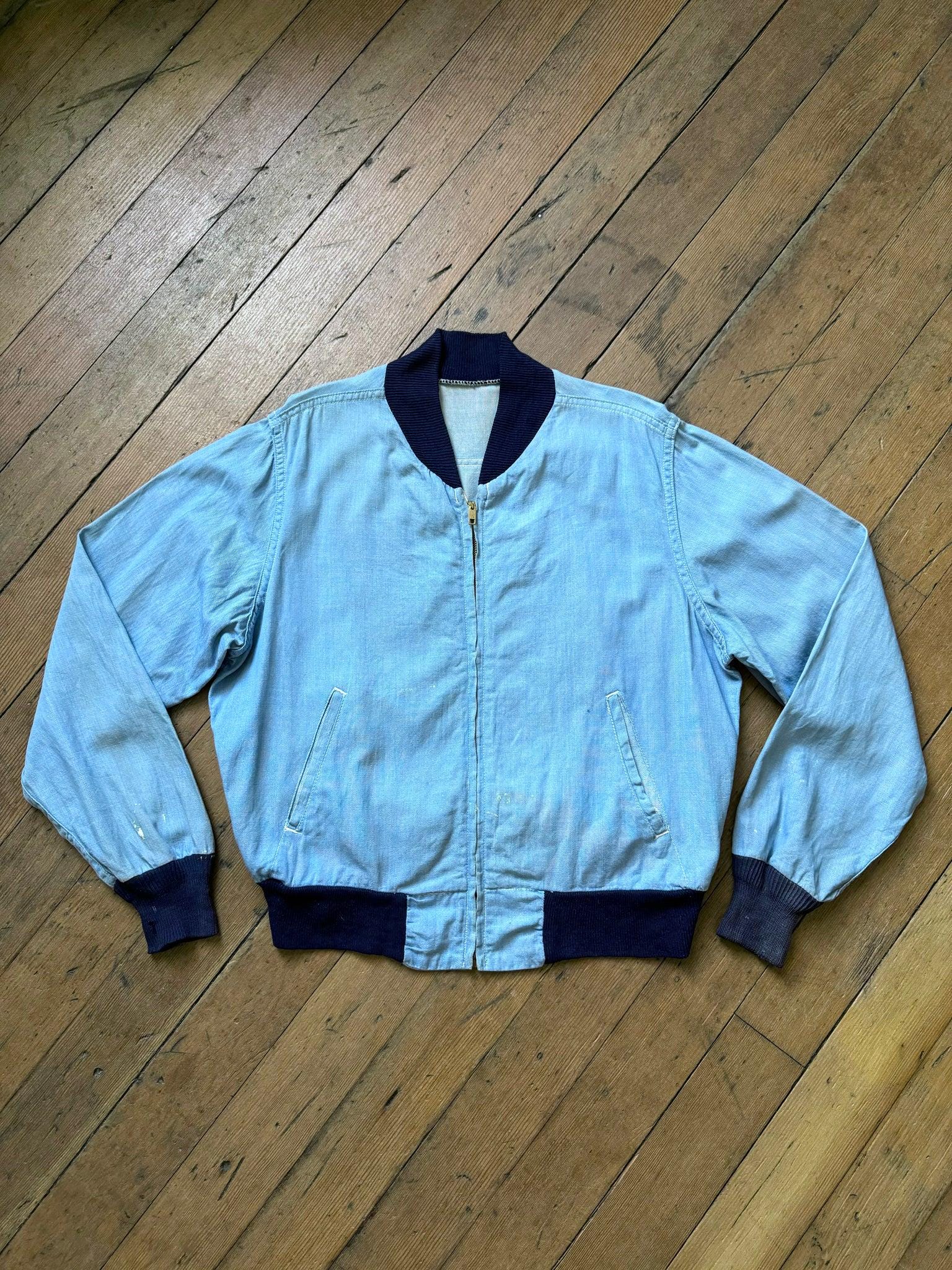 20% OFF SALE // Vintage 1950s Chambray Cotton Zip up Jacket - Etsy