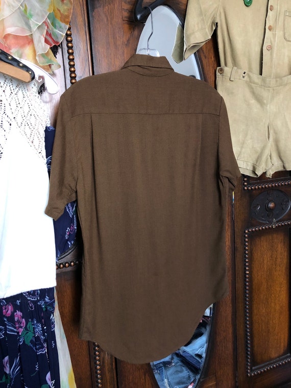 vintage 1950s DaVinci brown short sleeve shirt - image 5