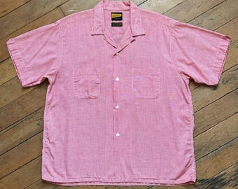 Vintage 1950s Donegal Rayon Cotton Loop Collar Shirt Mens S/M