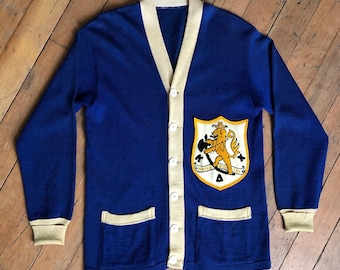 vintage 1940s letterman cardigan sweater