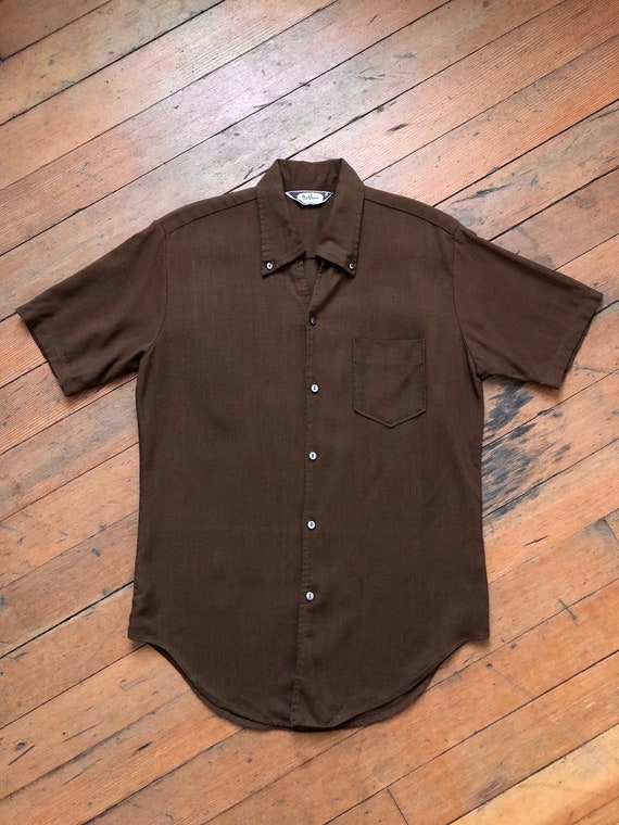 vintage 1950s DaVinci brown short sleeve shirt - image 1