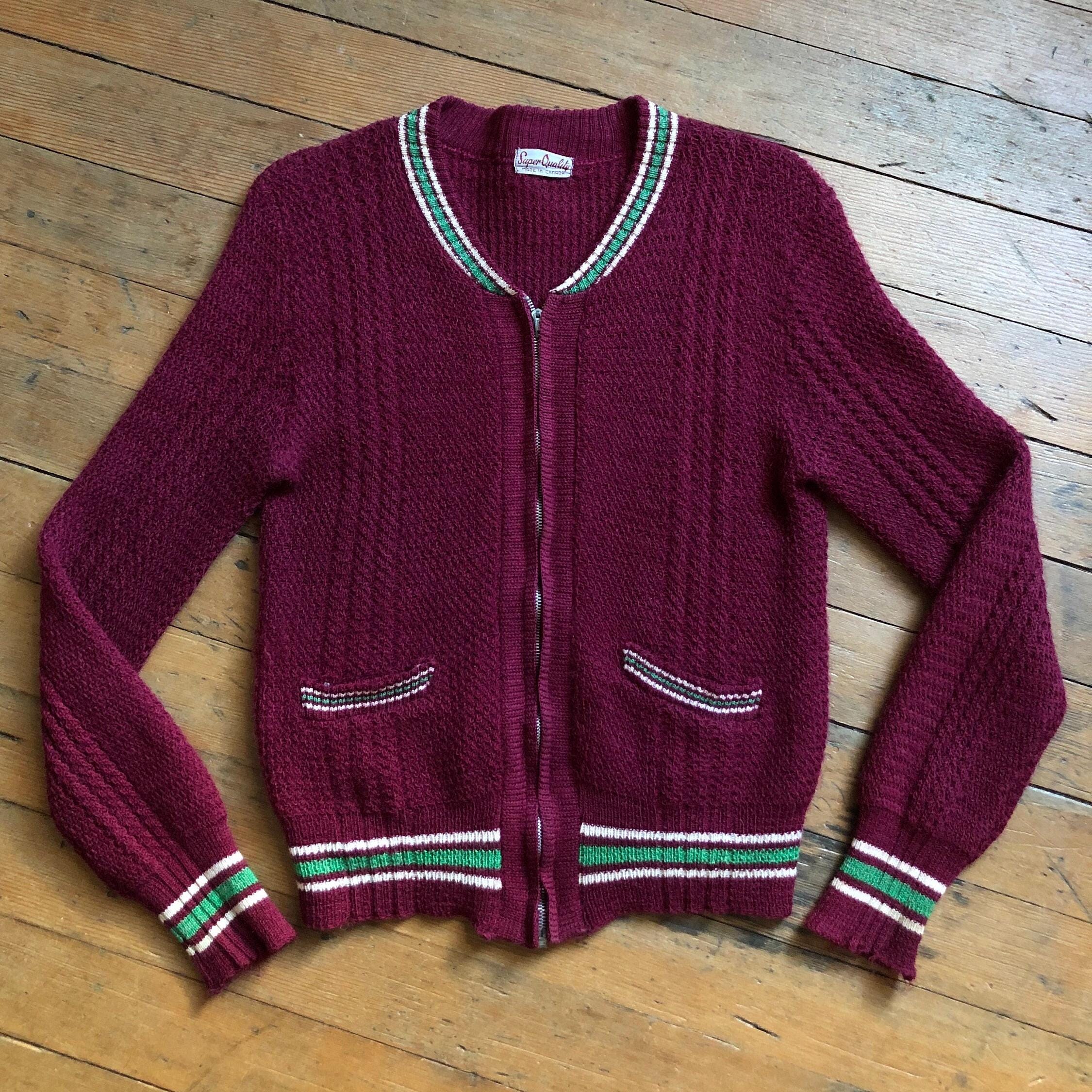 Vintage 1950s Zip up Sweater - Etsy