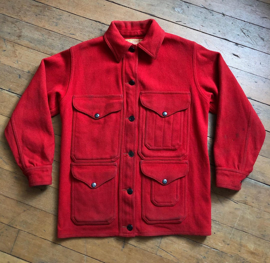 ジャケット・アウター CARSS MACKINAW 50s Vintage Coat TEDS VTG 50s CARSS Mackinaw Heavy 100% Wool Red Blue Plaid
