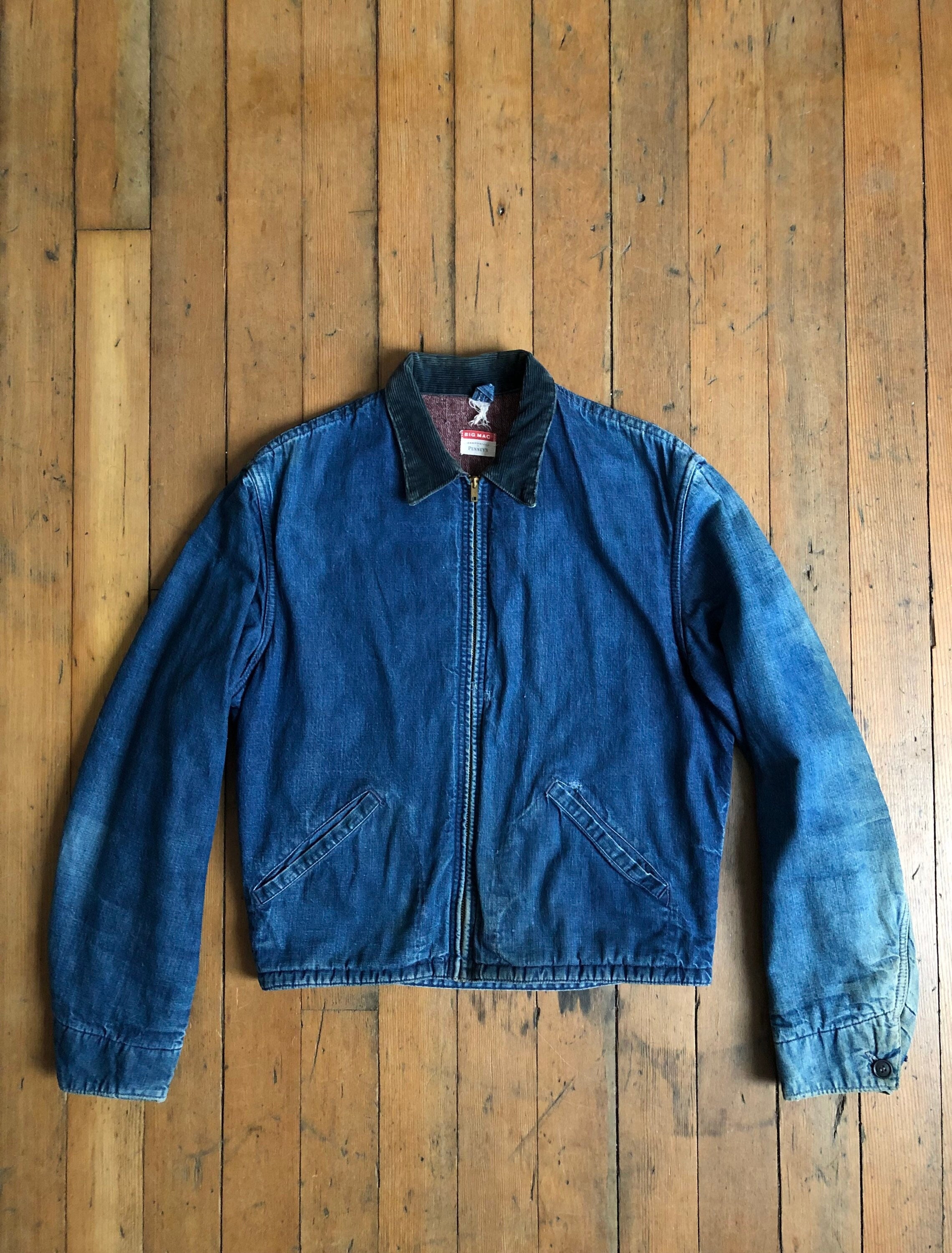Vintage 1950s Blanket Lined Denim Chore Jacket Big Mac Penneys
