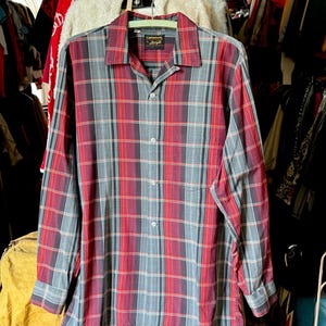 vintage 1950s plaid long sleeve shirt