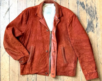 Vintage-Bomberjacke aus Wildleder aus den 1950er Jahren, kurz geschnitten
