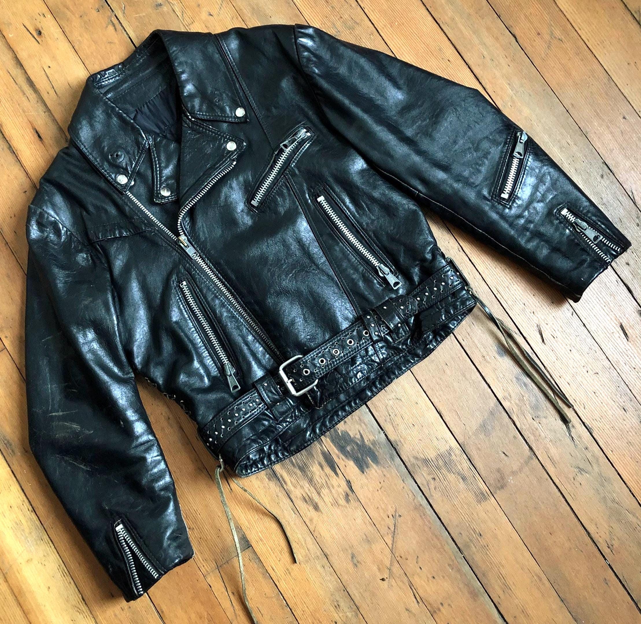 ジャケット・アウター 70s vintage leather riders jacket black SALE Vintage 1970s Leather Motorcycle Jacket 70s Biker Jacket - Etsy