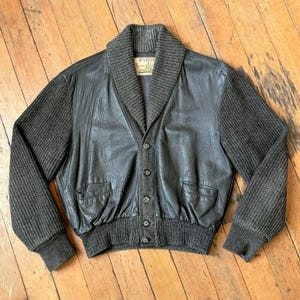 vintage 1950s cropped leather sweater jacket