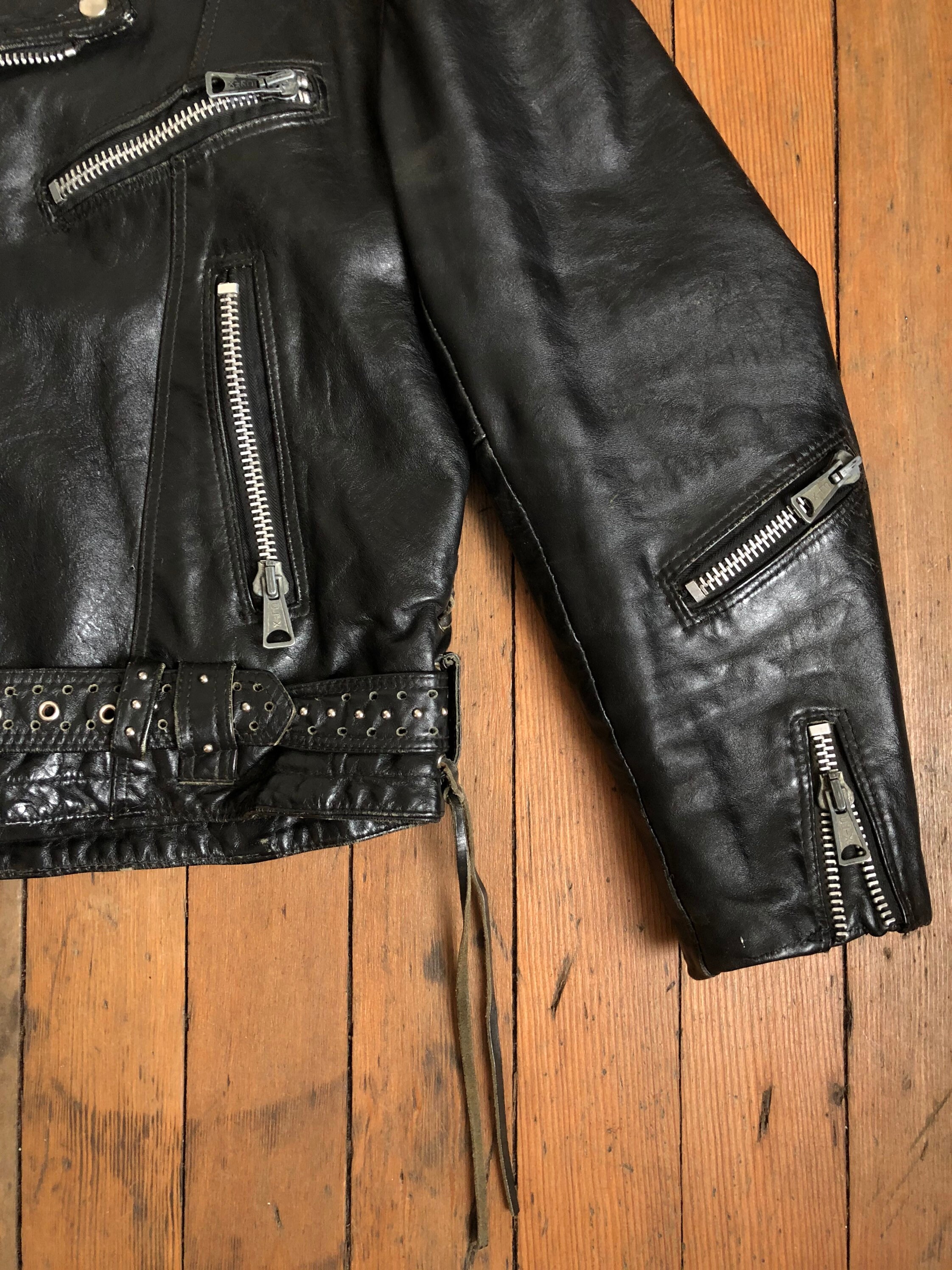 SALE // Vintage 1970s Leather Biker Jacket - Etsy